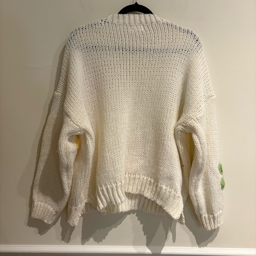 Shop the Mint The Dream Cream Floral Embroidered Sweater Medium - Picture 7 of 9